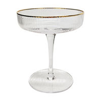 Ribbed Clear Coupe Glass with Gold Rim, 5.1 fl oz