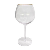 Ribbed Clear Wine Glass with Gold Rim, 20.38