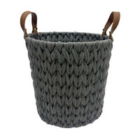 Round Fabric Basket, Dark Gray, Small