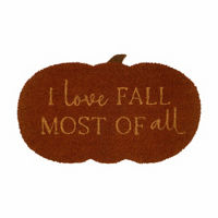 'I Love Fall' Pumpkin Shaped Coir Doormat, 18 in x 30 in