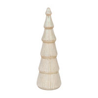 Iridescent Glittery Cream Glass Light-Up Christmas Tree, Medium