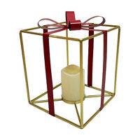 Battery Operated Gold Christmas Gift Display, 10 in