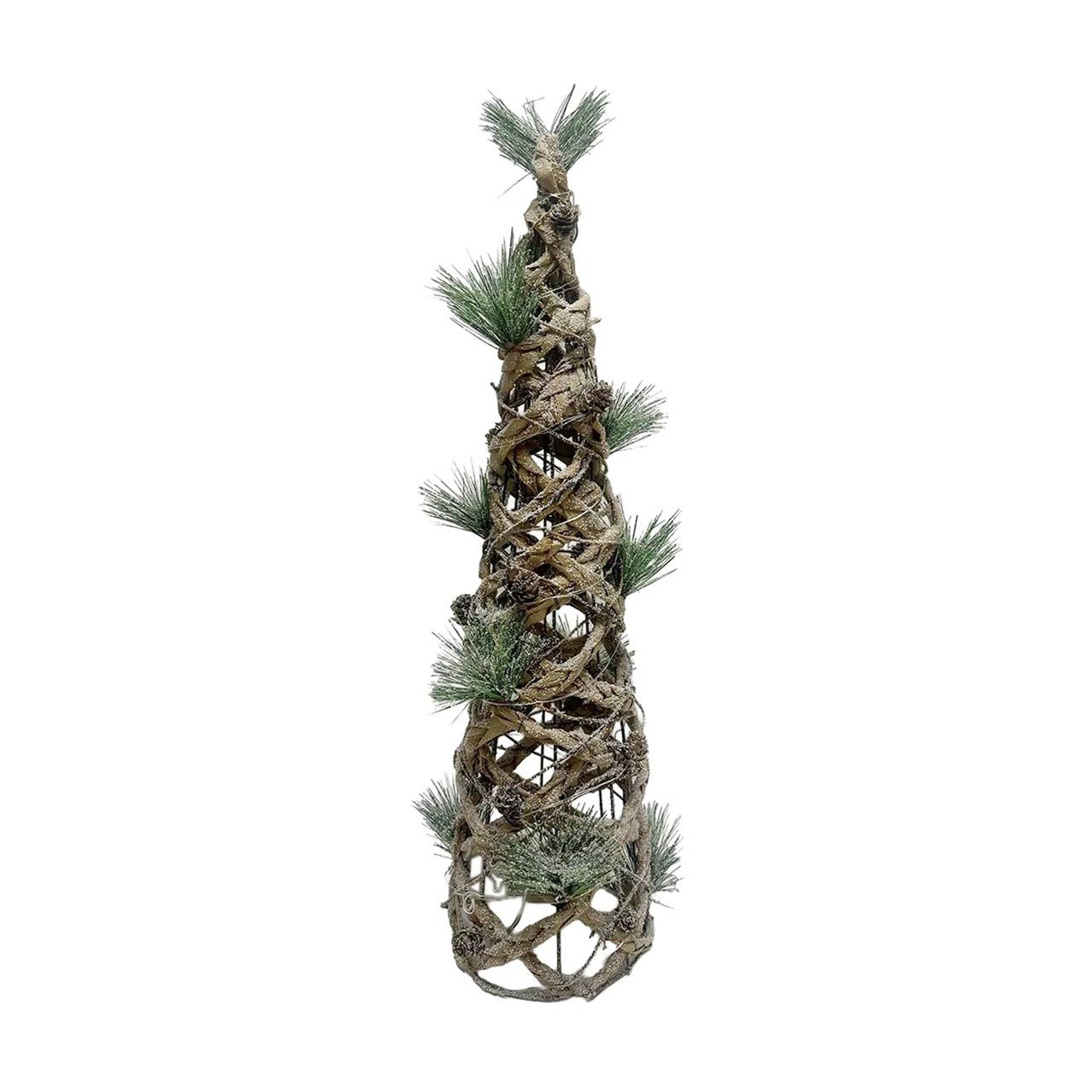 Battery-Operated Festive Christmas Rattan Tree, 24 in