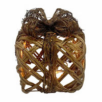 Battery-Operated Rattan Christmas Gift, 8 in