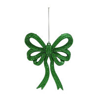 Glitter Bow Ornament, Green