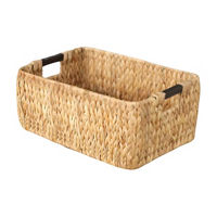 Water Hyacinth Basket with Wood Handles, Large