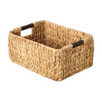 Water Hyacinth Basket with Wooden Handles, Medium