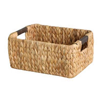 Water Hyacinth Basket with Wooden Handles, Small