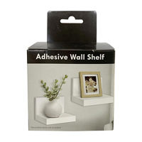 Adhesive Wall Shelf, White, 4 in