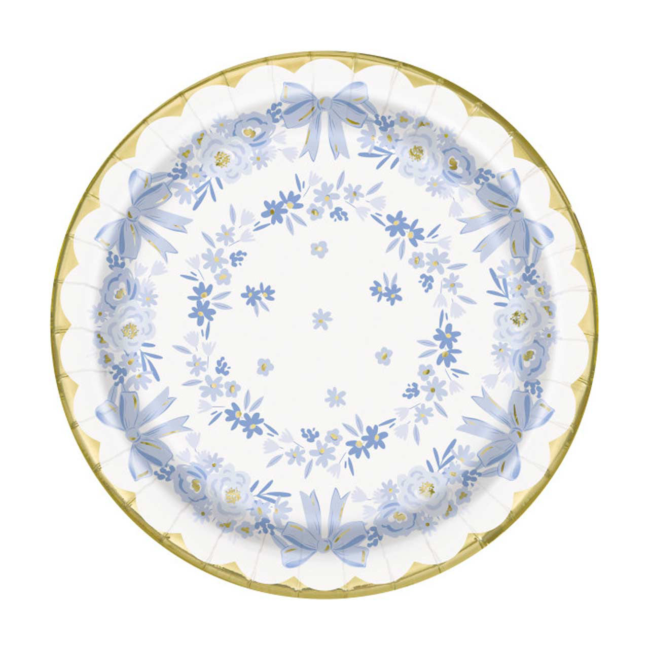 Blue Bow Plates, 9 in, 8 ct
