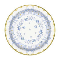 Blue Bow Gold Foil 9" Round Plates, 8ct