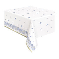 Blue Bow Gold Foil Printed Plastic Table Cover