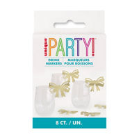 Unique Party! Gold Foil Paper Bow Drink Markers, 8 ct