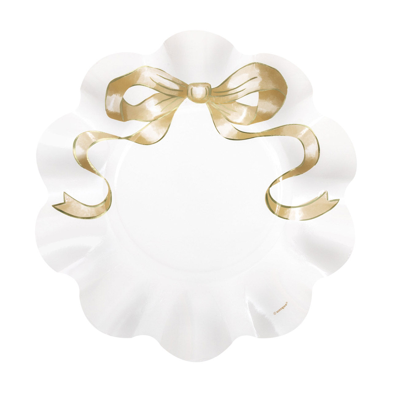 Gold Bow Ruffled Plate, 8 in, 8 ct