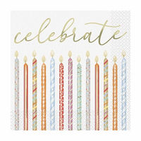 Gold Foil Candles Lunch Napkin, 16ct