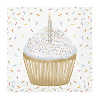 Gold Foil Cupcake Beverage Napkin, 16ct