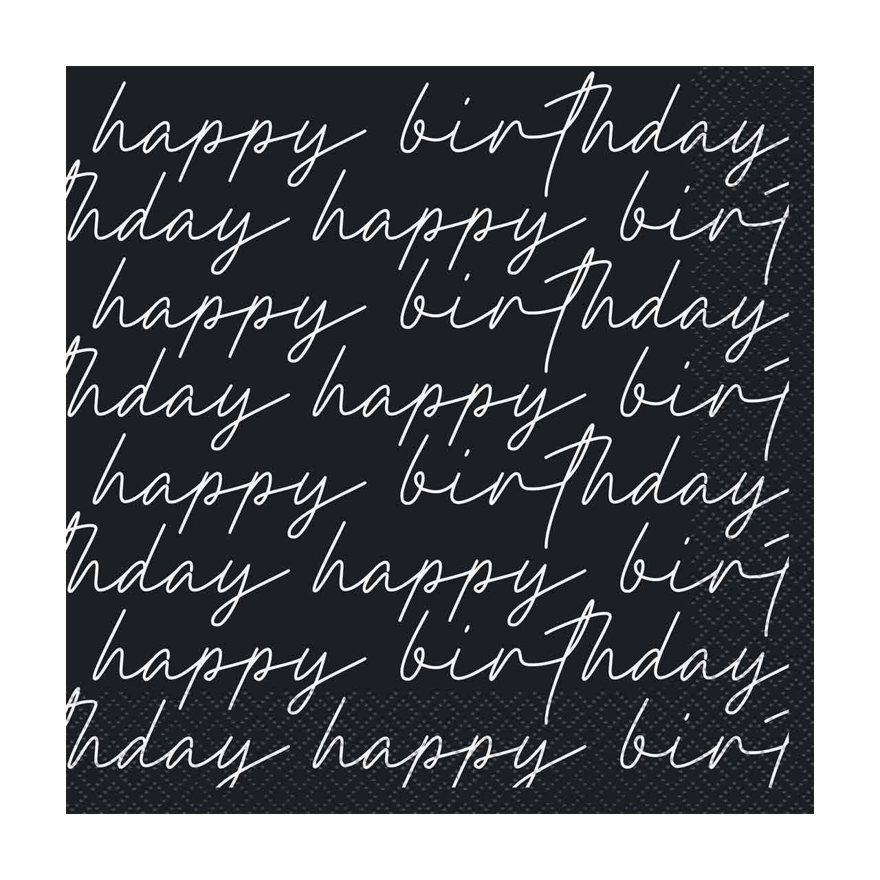 "Happy Birthday" Black & White Lunch Napkins, 16 ct