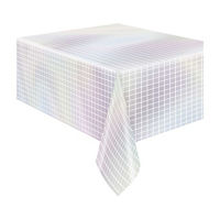 Iridescent Foil Check Table Cover, 1ct
