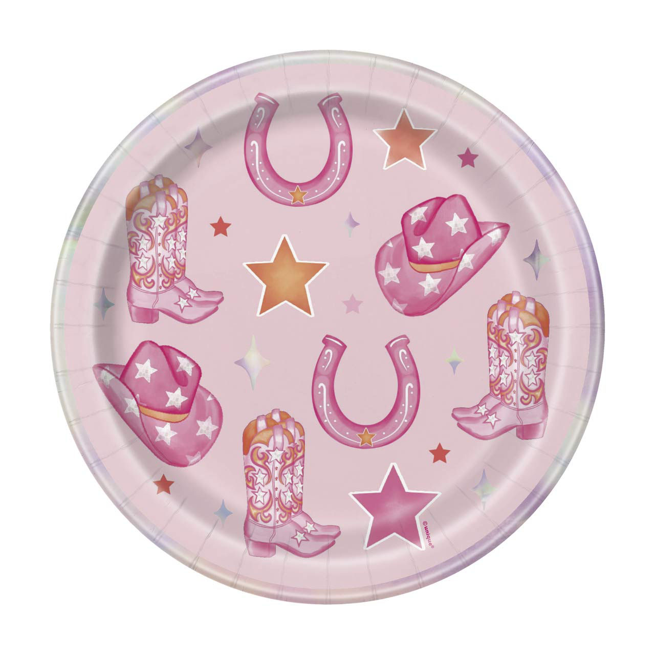 Cowgirl Printed Plate, 9 in, 8 ct