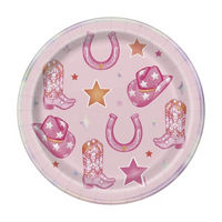 Iridescent Foil Cowgirl 9" Round Plates, 8ct