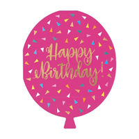 Pink "Happy Birthday" Balloon-Shaped Lunch Napkins, 16 ct
