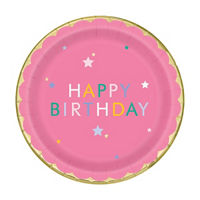 Stars Birthday 9" Round Foil Plates, 8 ct
