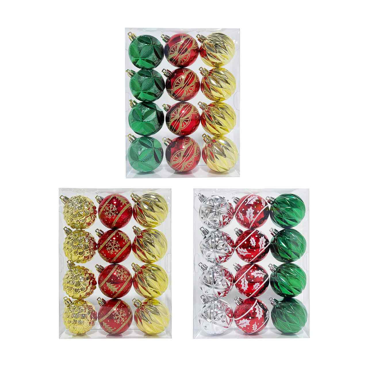 Christmas Shatterproof Ornaments, 60 mm, 12 ct, Assorted
