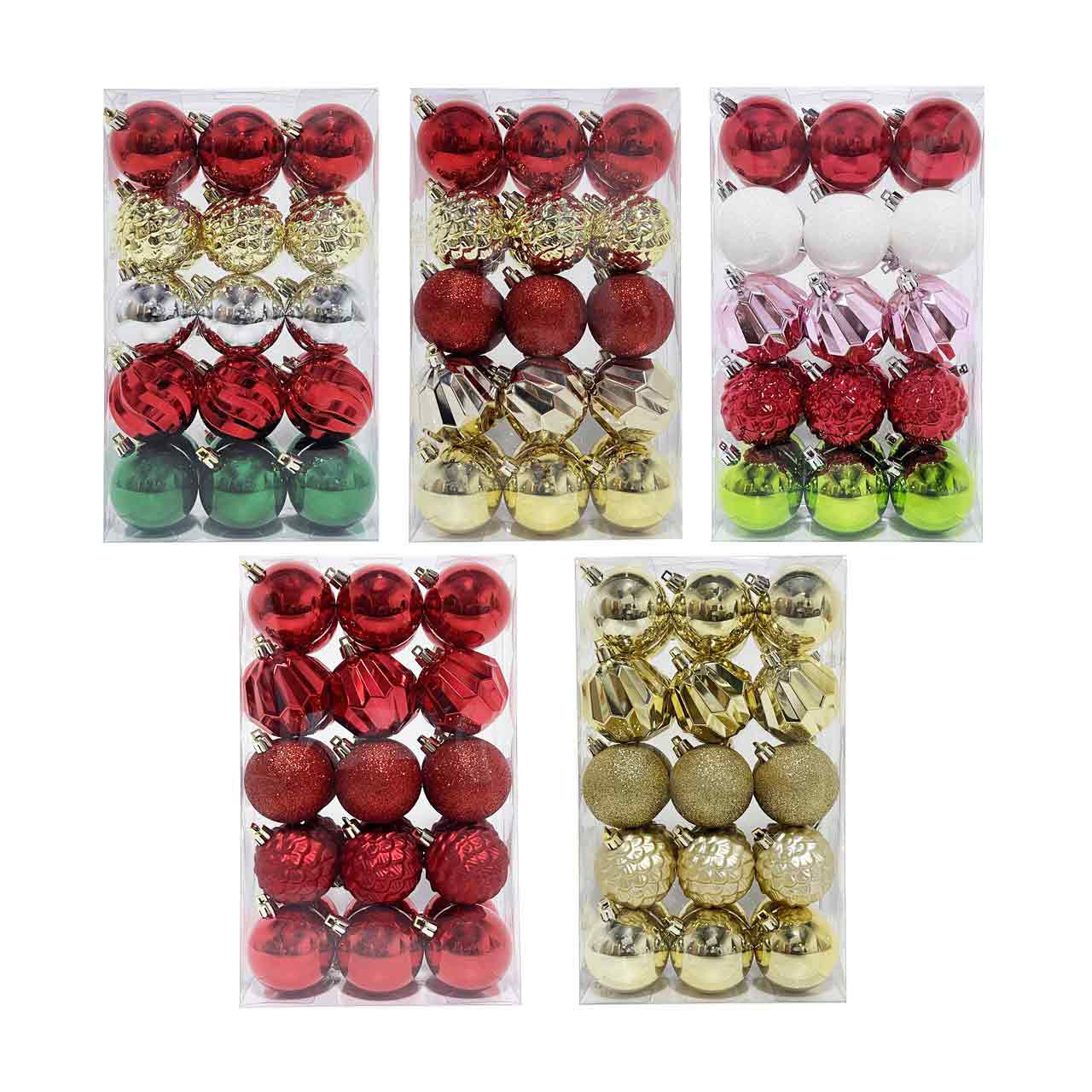 Christmas Shatterproof Ornaments, 60 mm, 30 ct, Assorted