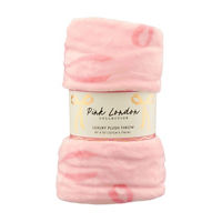 Pink London Luxury Plush Throw, Bows, 50 in x 70 in