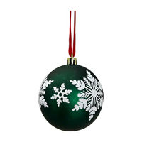 Glitter Snowflake Plastic Ball Ornament, Green & White