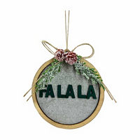 'Fa La La' Silver Velvet and Wood Round