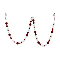 Christmas Pom Pom Garland, Red & Burgundy, 6 ft