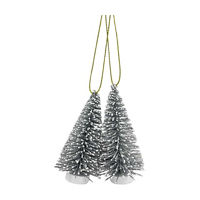 Glitter Brush Tree Ornament Set, Silver
