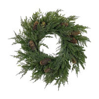 Christmas Cedar Pine Cone Wreath, 22 in
