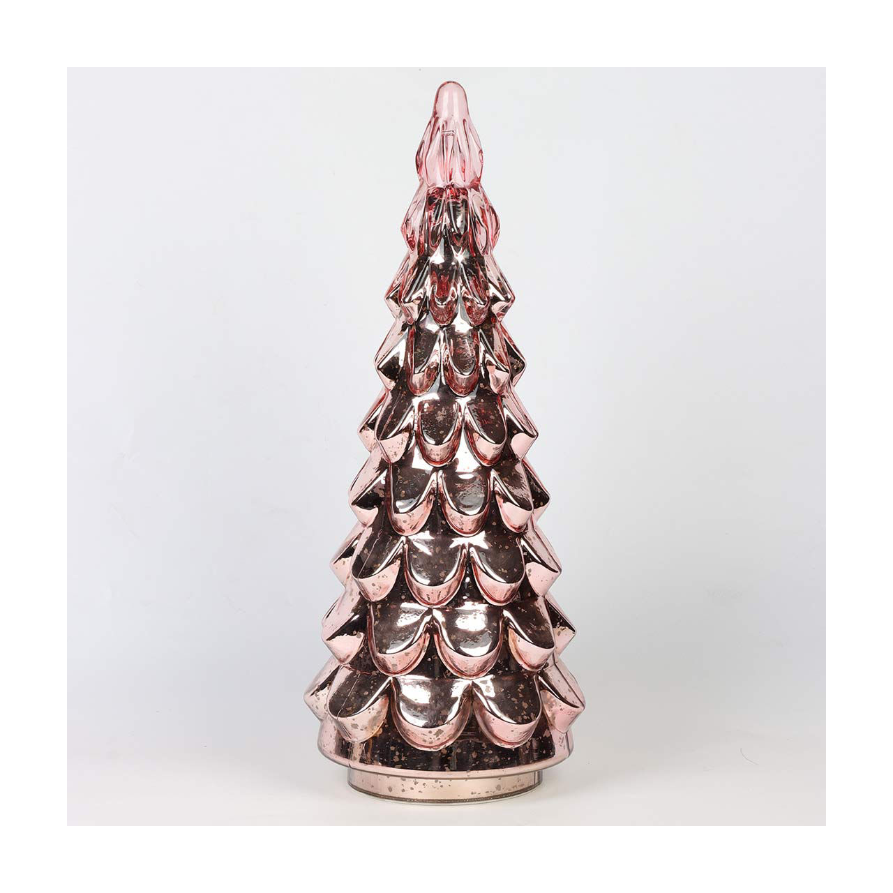 Iridescent Pink Glass Light-Up Christmas Tree, 21 in