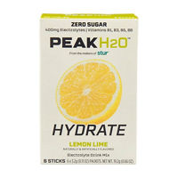 Peak H20 Hydrate Lemon Lime Electrolyte Drink Mix Sticks, 6 ct