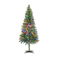 Pre-Lit Virginia Pine Christmas Tree with Colored LED Lights, 6 ft