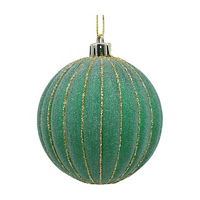 Christmas Green Ball with Gold Stripes Ornament