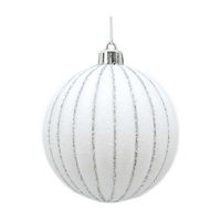 Christmas White Ball with Sliver Stripes Ornament