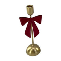 Metal Candleholder with Bow, 10 in