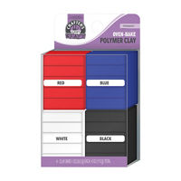 Crafter's Closet Craft Oven-Bake Polymer Clay, Primary Colors, 4-Pack