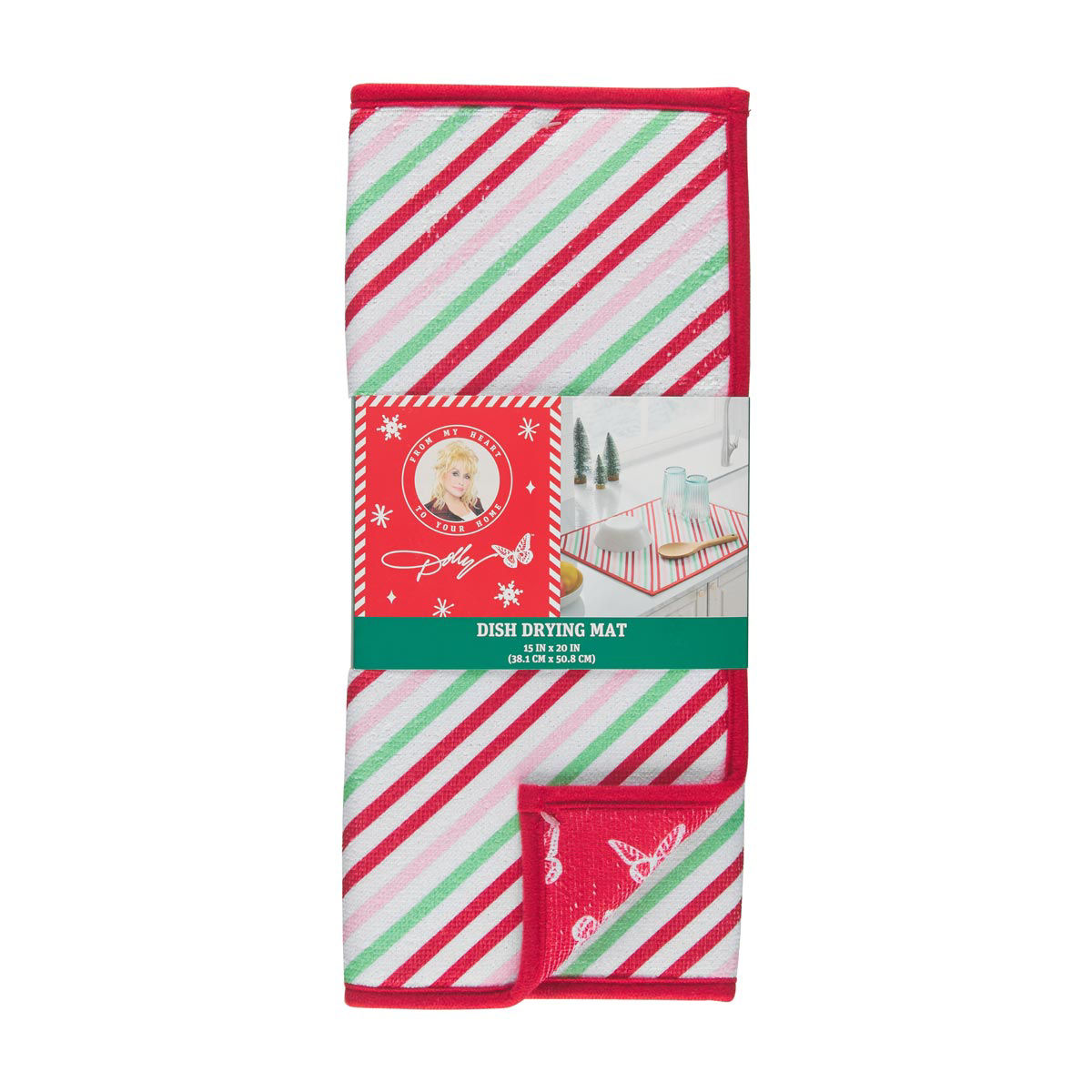 Dolly Parton Christmas Dish Drying Mat, 15 in x 20 in, Assorted