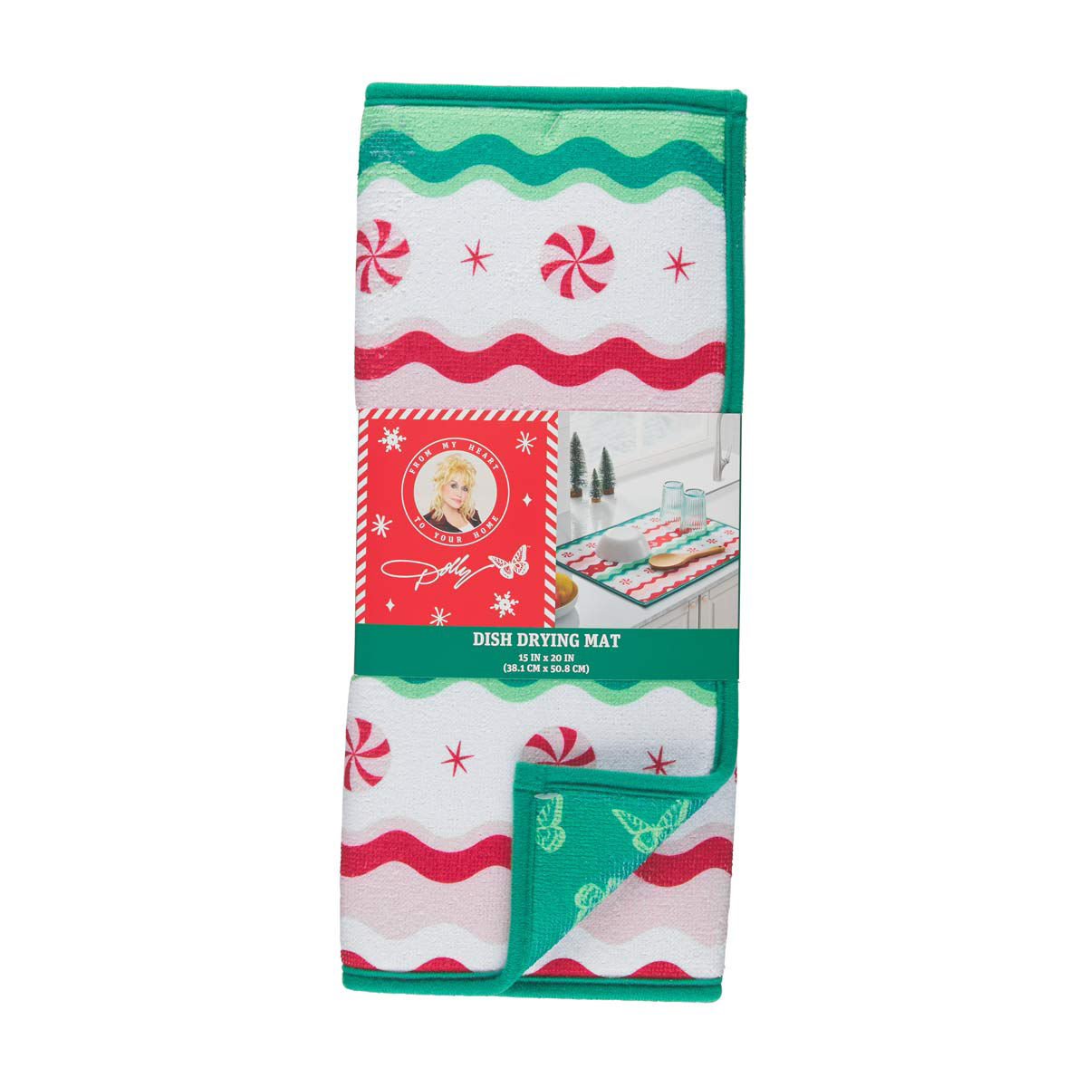 Dolly Parton Christmas Dish Drying Mat, 15 in x 20 in, Assorted