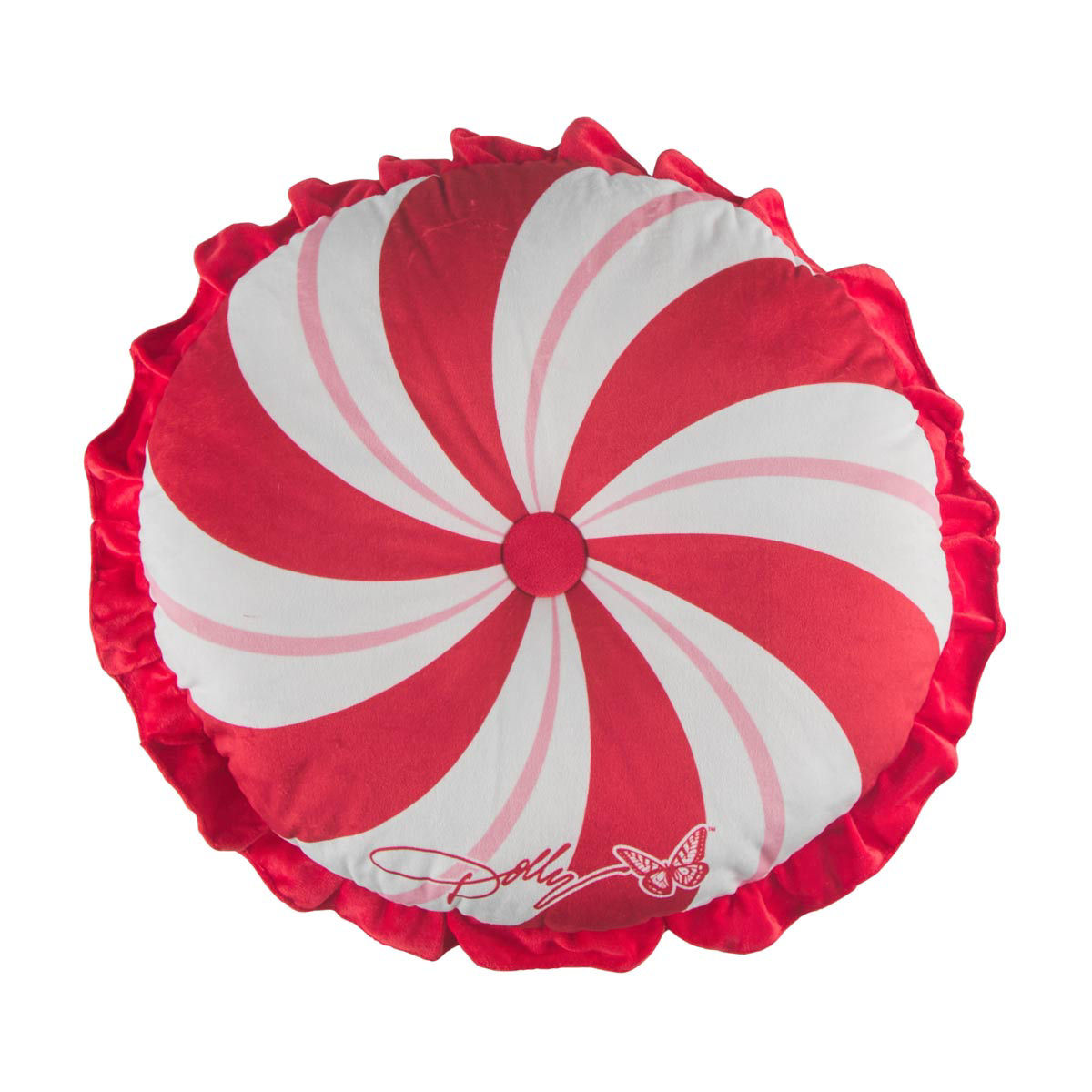 Dolly Parton Christmas Round Peppermint Decorative Pillow