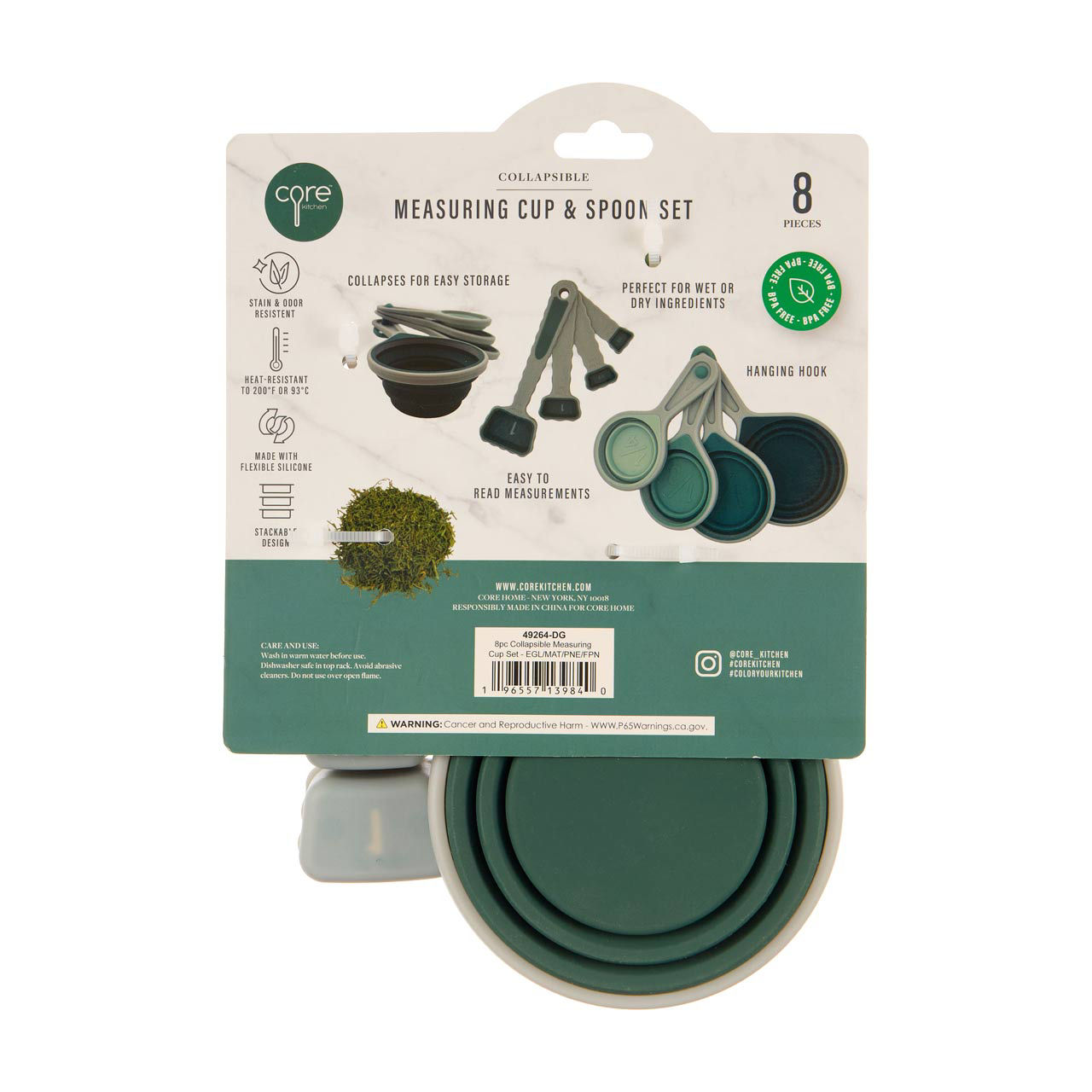 Core Kitchen, Collapsible Measuring Cup & Spoon Set, 8 pc