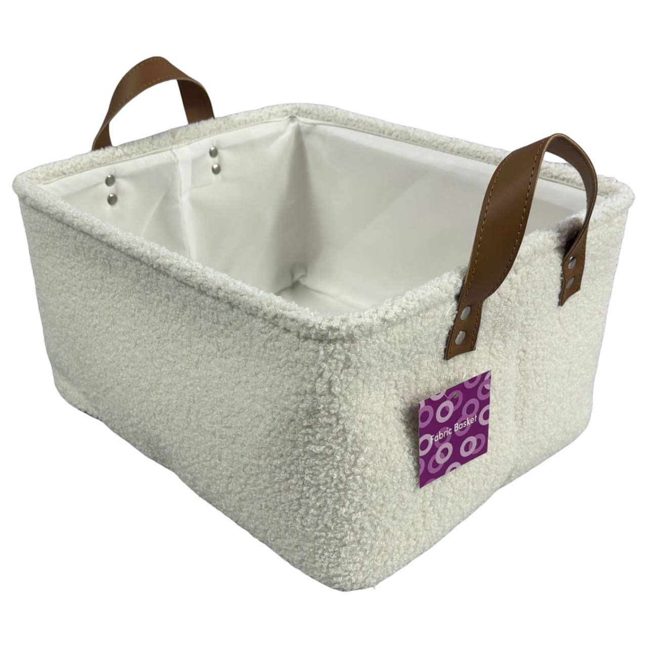 White Sherpa Storage Basket, Medium