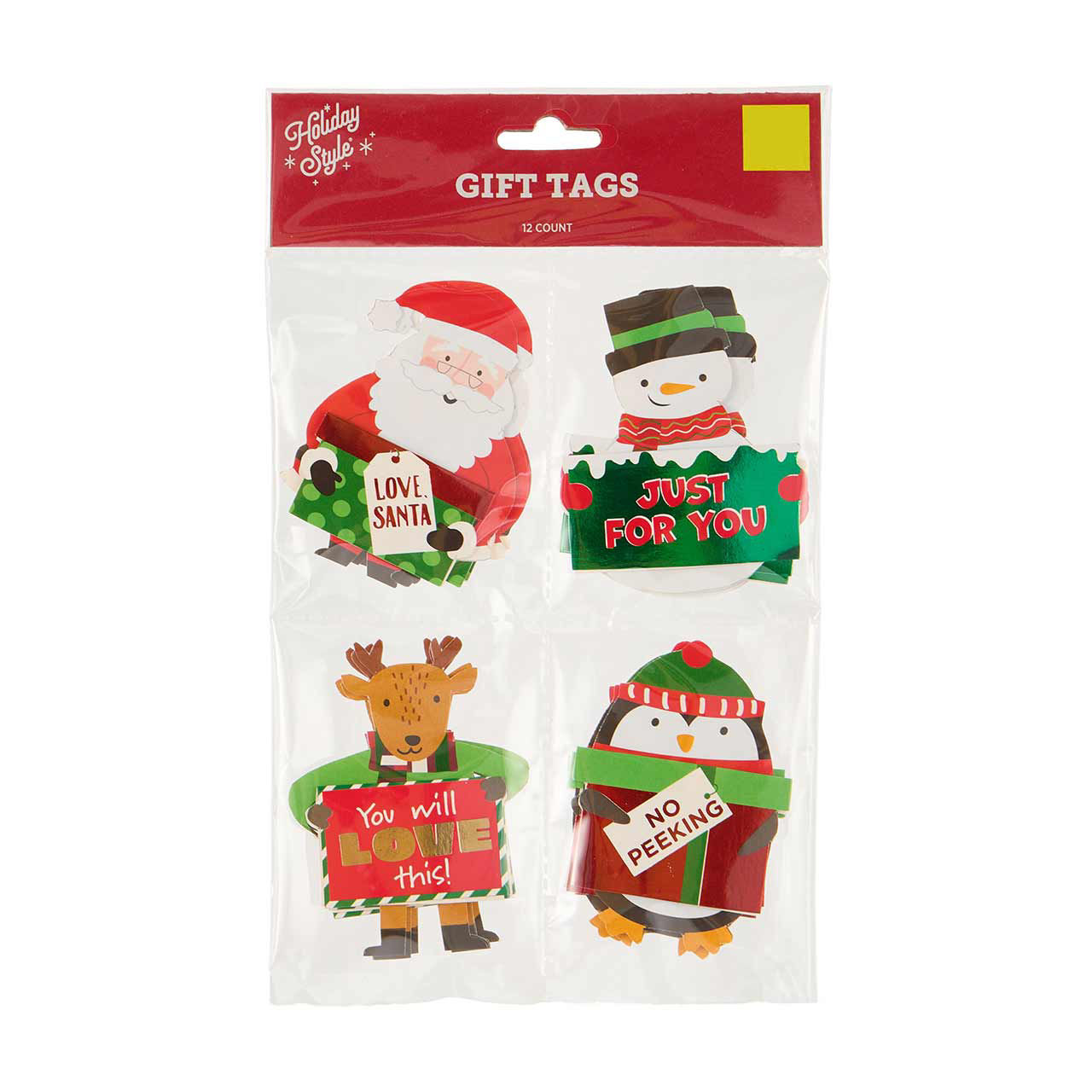 Holiday Style Christmas Gift Tags, 12 ct, Assorted
