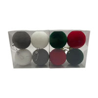 Flocked Plastic Christmas Ornaments, 8 ct