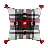 Christmas Plaid Pillow with Tassels, 18 in x 18 in