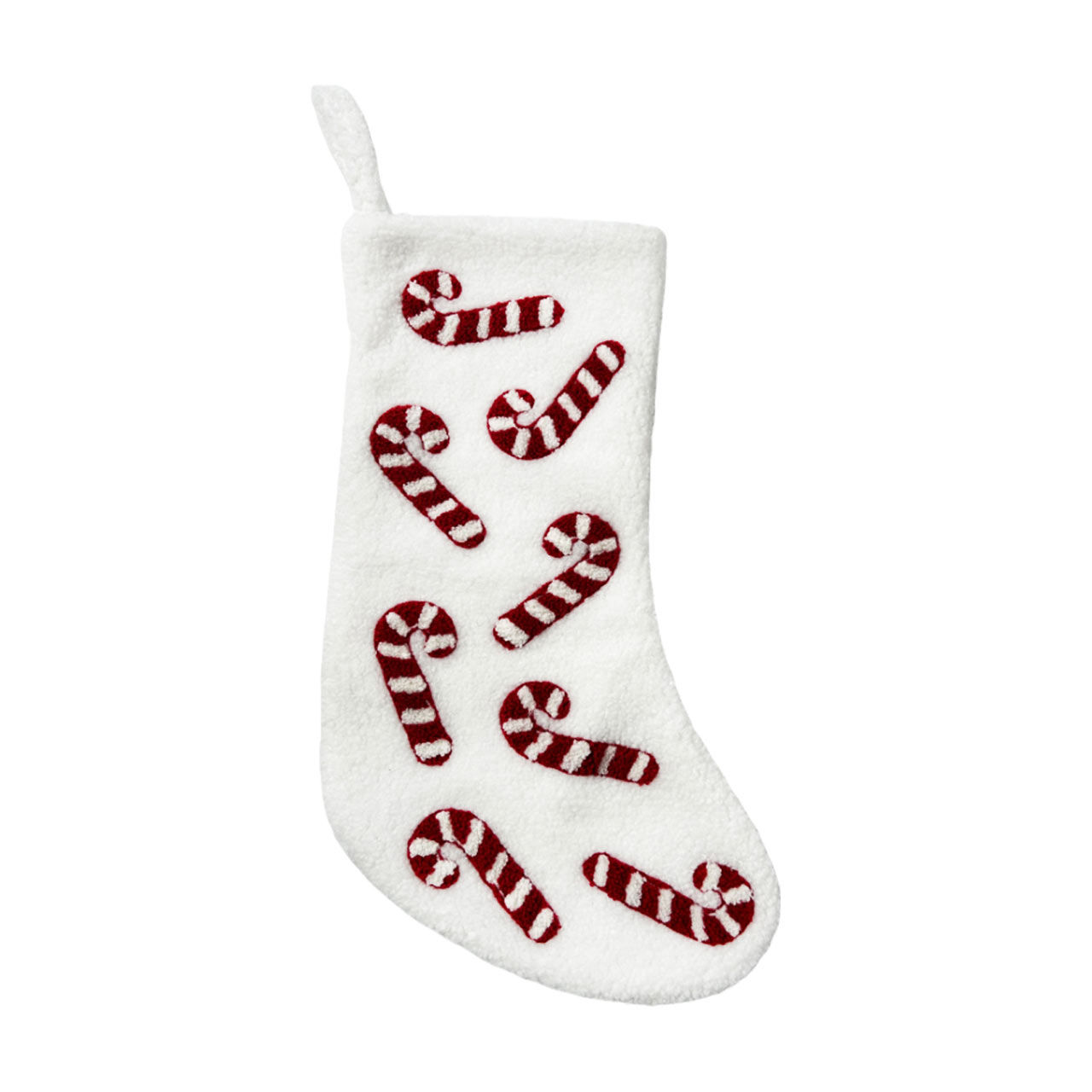 Candy Cane Print Sherpa Christmas Stocking, 16.5 in